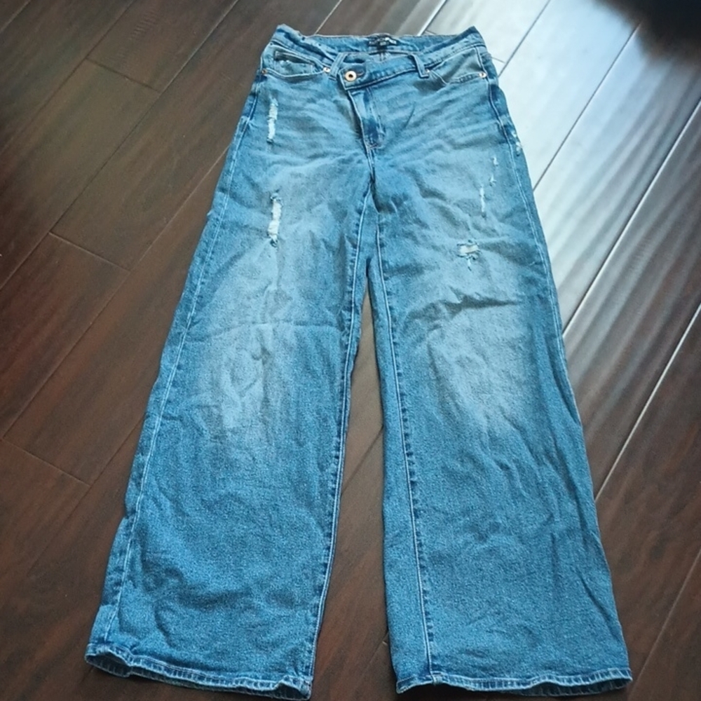 Blue Flare Wide-Leg Jeans